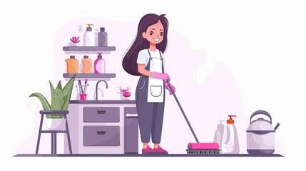 cleaning, cleaning equipment ,cleaning service,cartoon,3d line drawing