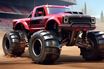 Racing monster truck with powerful engine, Generative AI
