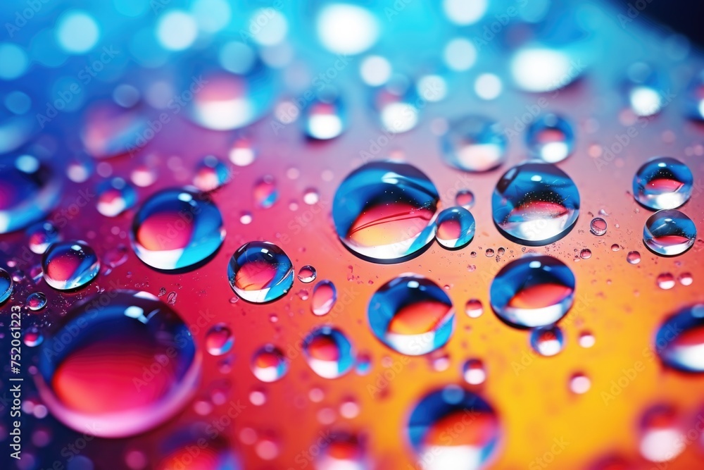 Poster close up of water droplets on a surface, suitable for various design projects