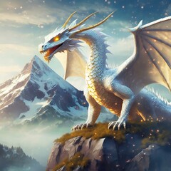 Obraz premium dragon in the white Mountain 