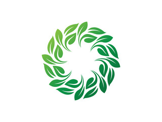 Circular Leaf logo gradient colorful design illustrations
