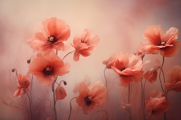 Maternity backdrop, wedding backdrop, photography background with delicate poppy flowers.
