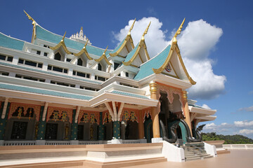 Wat Pa Phu Kon: Buddhist temple, Na Yung (Udon district), Thailand. Religious traditional national Thai architecture. Beautiful landmark, architectural monument, sight, sightseeing - obrazy, fototapety, plakaty