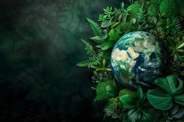 World environment and Earth Day concept with globe and eco friendly enviroment. - obrazy, fototapety, plakaty