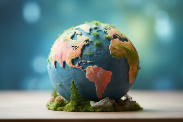 World environment and Earth Day concept with colorful globe and eco friendly enviroment.