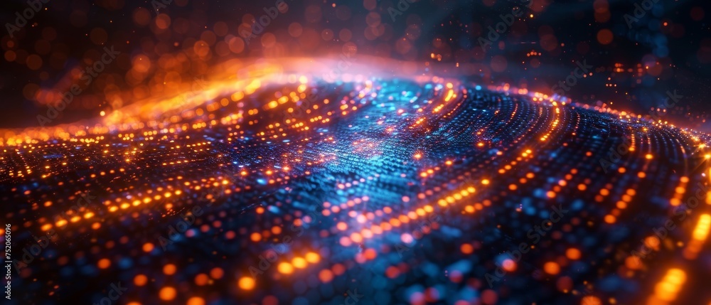 Fototapete Concepts related to digital transformation, system engineering, binary code, and programming.