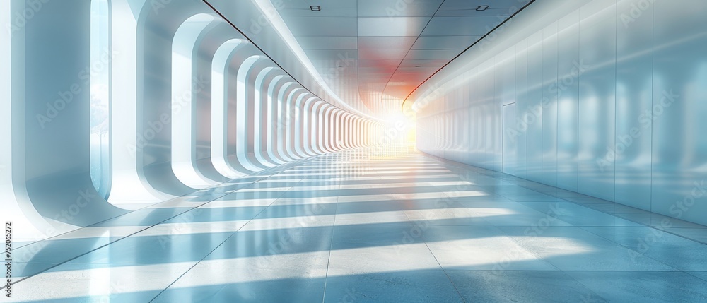 Poster 3D rendering of an abstract futuristic light corridor with a modern minimal background