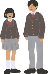 ブレザーの学生 全身イラストセット