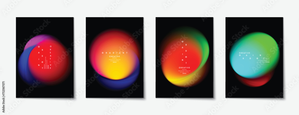 Poster blurred background collection with modern abstract gradient multicolored graphic background. ideas f