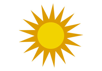 Icono de sol amarillo y naranja en fondo blanco. 