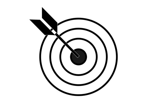Icono negro de diana con un dardo.