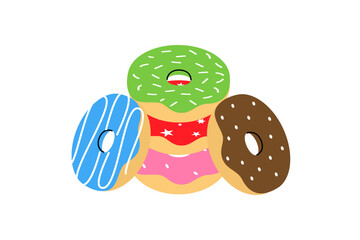 Glazed donuts. Bakery sweet pastry food. Vector illustration.