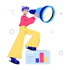 Customizable doodle mini illustration of business vision 