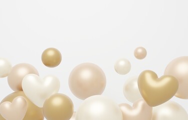 3D背景素材_ハート_ゴールド