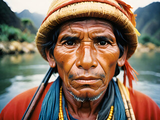 Obraz premium Portrait of a Peruvian fisherman
