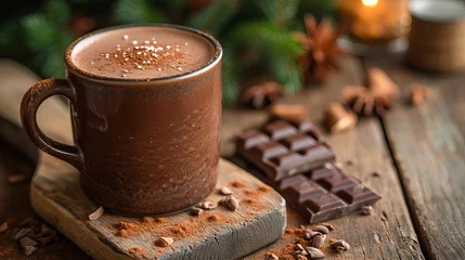 Fotobehang Hot chocolate drink at restaurant © Denisa