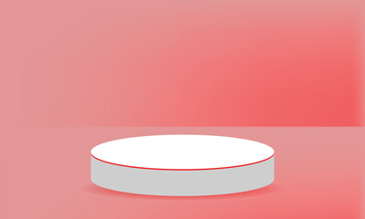3d white product display podium. Vector illustration