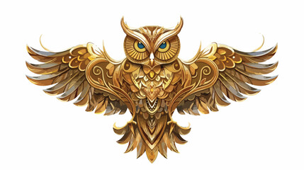 Owl animal illustration with gold-colored.