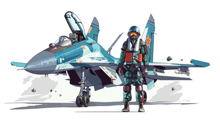 Russian jet fighter military pilot. - obrazy, fototapety, plakaty