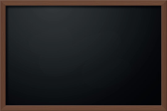 school chalkboard, empty template with wooden frame, black wooden blackboard or classboard, vector background
