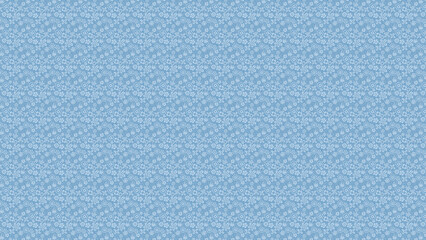 seamless mixture of different type of small blue and white blooming flower shapes tile pattern style on denim blue solid color background