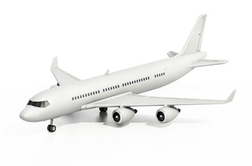 Generic modern passenger airplane isolated on white background. 3D illustration