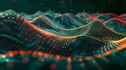 Futuristic digital particle wave abstract - technology background vector illustration