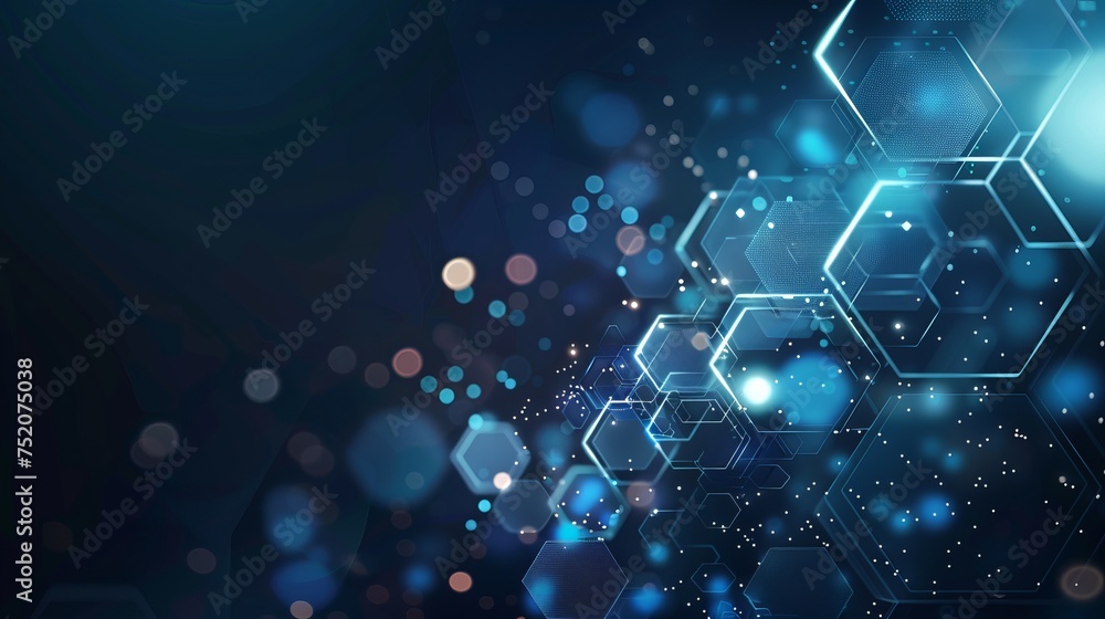 Aufkleber hexagonal elements: abstract science & technology concept, polygonal geometric design with hi-tech d
