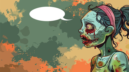 Cartoon Zombie Girl with Speech Bubble