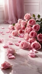pink whispers of a sparkling tale of fresh soft renewal filled with pink roses