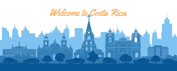 Costa Rica famous landmark silhouette style,vector illustration