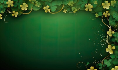 Happy Saint Patrick's day Green frame banner with shamrock clover, empty space for St. Patrick's Day, banner