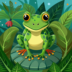 Fototapeta premium Frog Toad polliwog animal froggy frogling pet vector illustration draw cartoon pretty cute