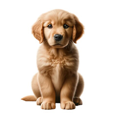 Adorable Golden Retriever Puppy Sitting, isolated on white background.