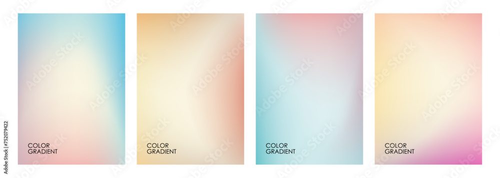 Poster set of blurred backgrounds. color gradients. defocused color templates for creative graphic design. 