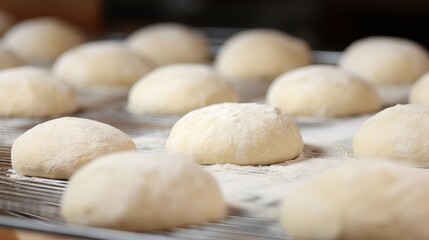 Fototapeta na wymiar close-up of raw bread doughs in a bakery