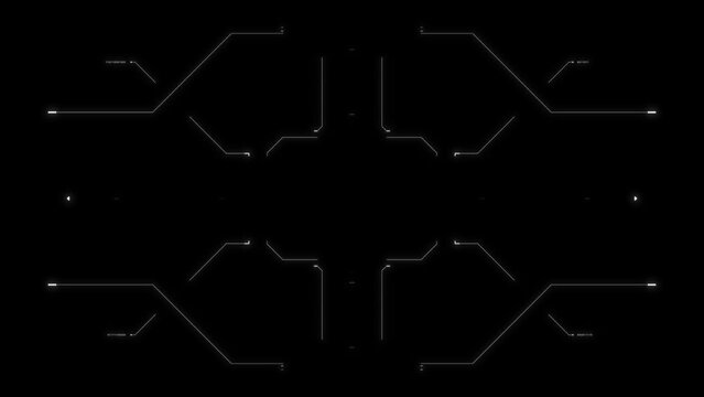 Futuristic glitchy HUD aim. Cyberpunk style distorted HUD screen. Tech user interface hologram screen for game, movie, sci-fi, drone footage, VR etc. Video overlay template. Cyber, tech concept.