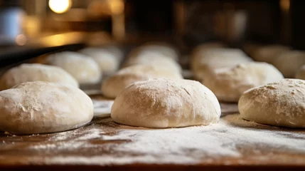Papier Peint photo autocollant Boulangerie close-up of raw bread doughs in a bakery