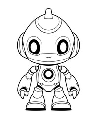 Robot coloring page, isolated coloring book. Color pages for kids featuring an isolated robot toy.