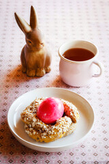 Easter Breakfast with pink coloured egg