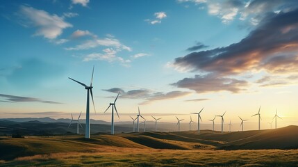 An image of a vast landscape with wind turbines high above the horizon.