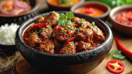food Rendang, a meat dish from West Sumatra, Indonesia