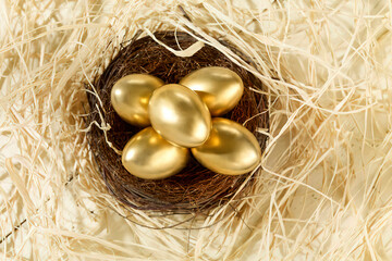 Eastern, Easter nest with golden eggs