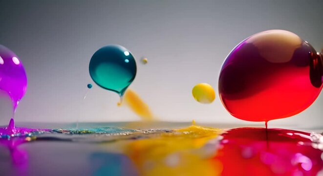 Color paint drops in water, portrayed in a classic style, with a high-contrast aesthetic