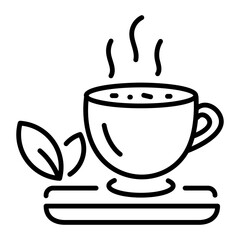 Modern outline icon depicting herbal tea 