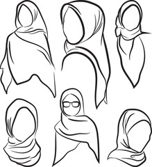 Veil vector, Line art style veil 