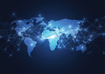 Global network connection. World map point and line composition concept of global business. Vector Illustration - 752081669