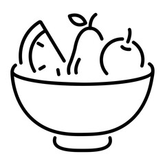 Grab this linear icon of fruits bowl 