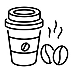 Editable line style icon of coffee cup 