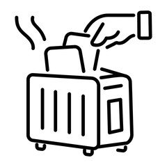 Easy to edit linear icon of toaster machine 